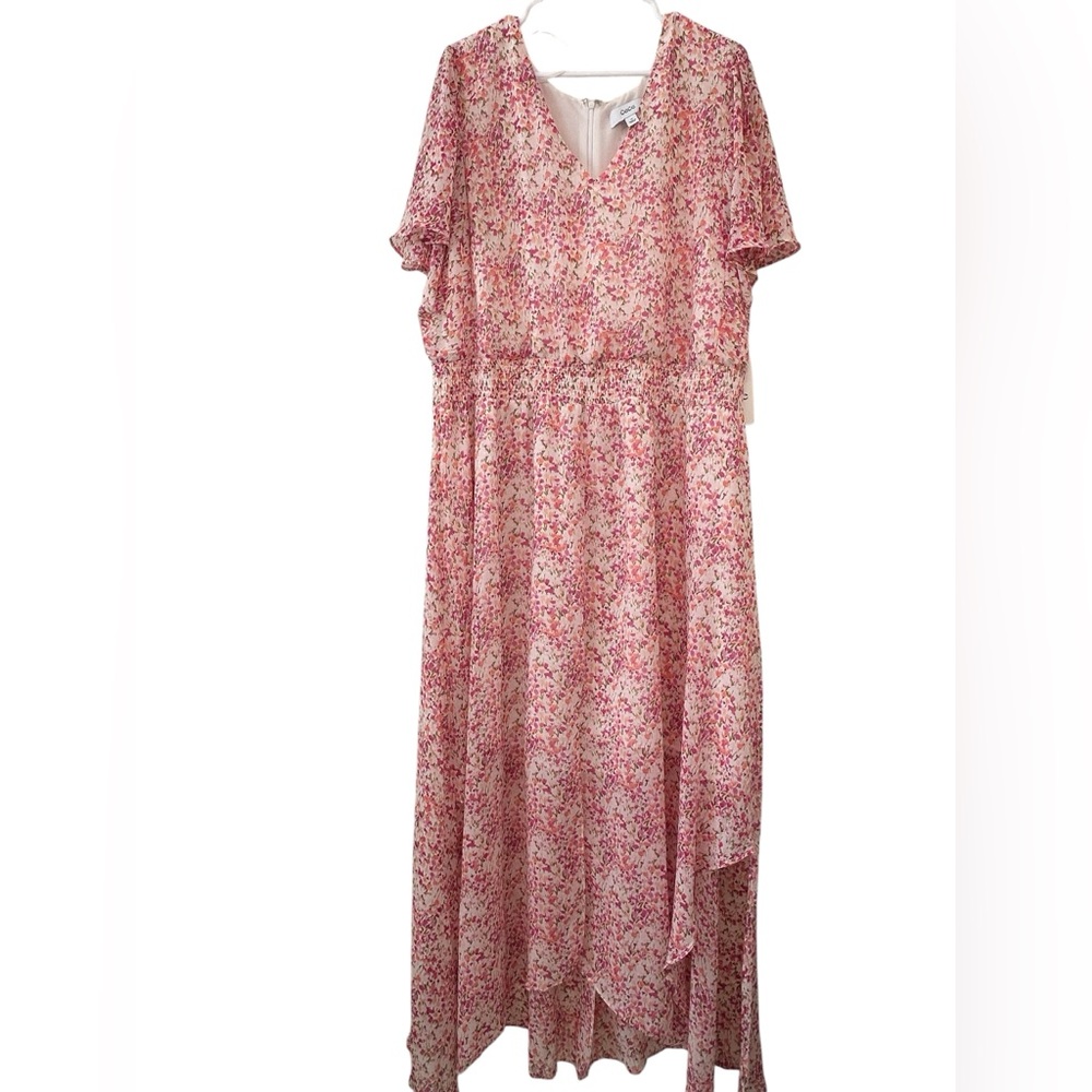 CeCe Peach Coral Floral Dress